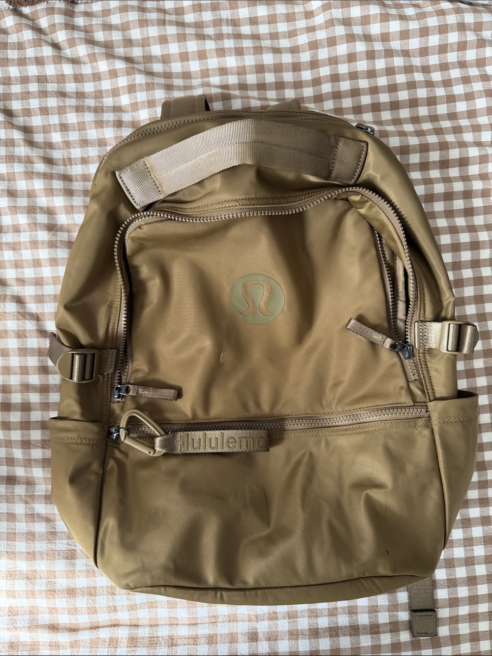 lululemon athletica Olive Green Backpack with Front Zip Pocket